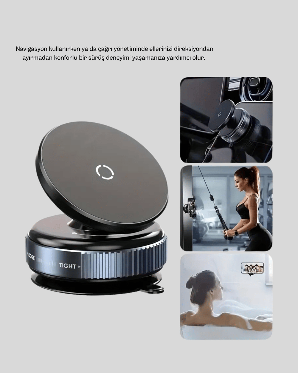 Mıknatıslı Araç Telefon Tutucu Vakum Teknolojili 360° Ayarlanabilir