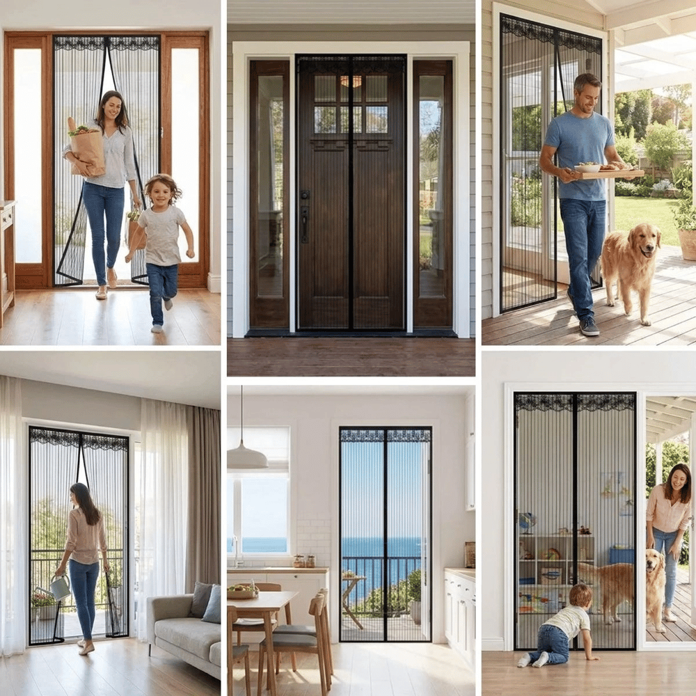 Mıknatıslı Kapı Sinekliği Siyah 100x210 Cm Otomatik Kapanan Manyetik Tül Sineklik Bx40