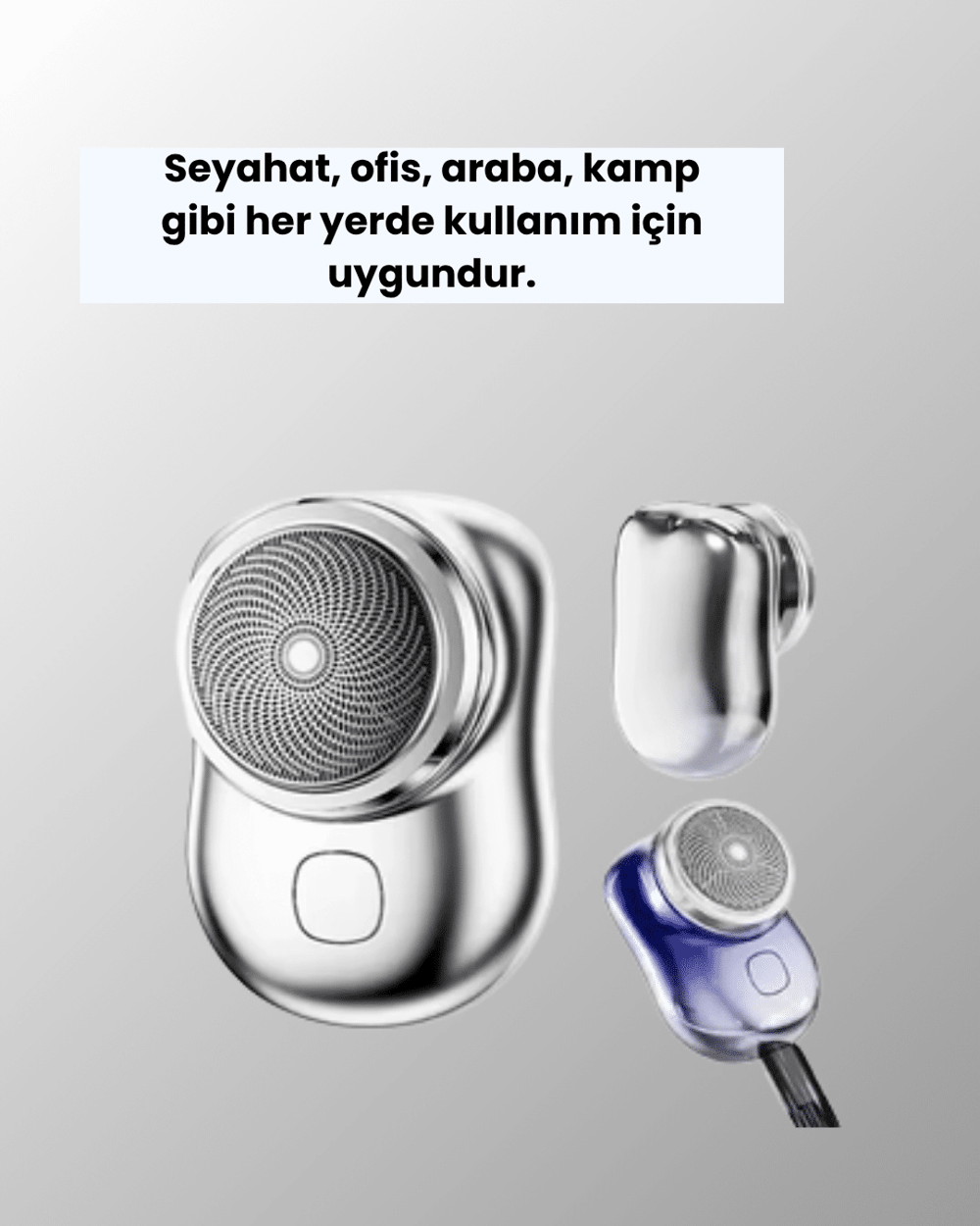 Mikro titreşim motorlu, düşük sesli, USB girişli tıraş makinesi