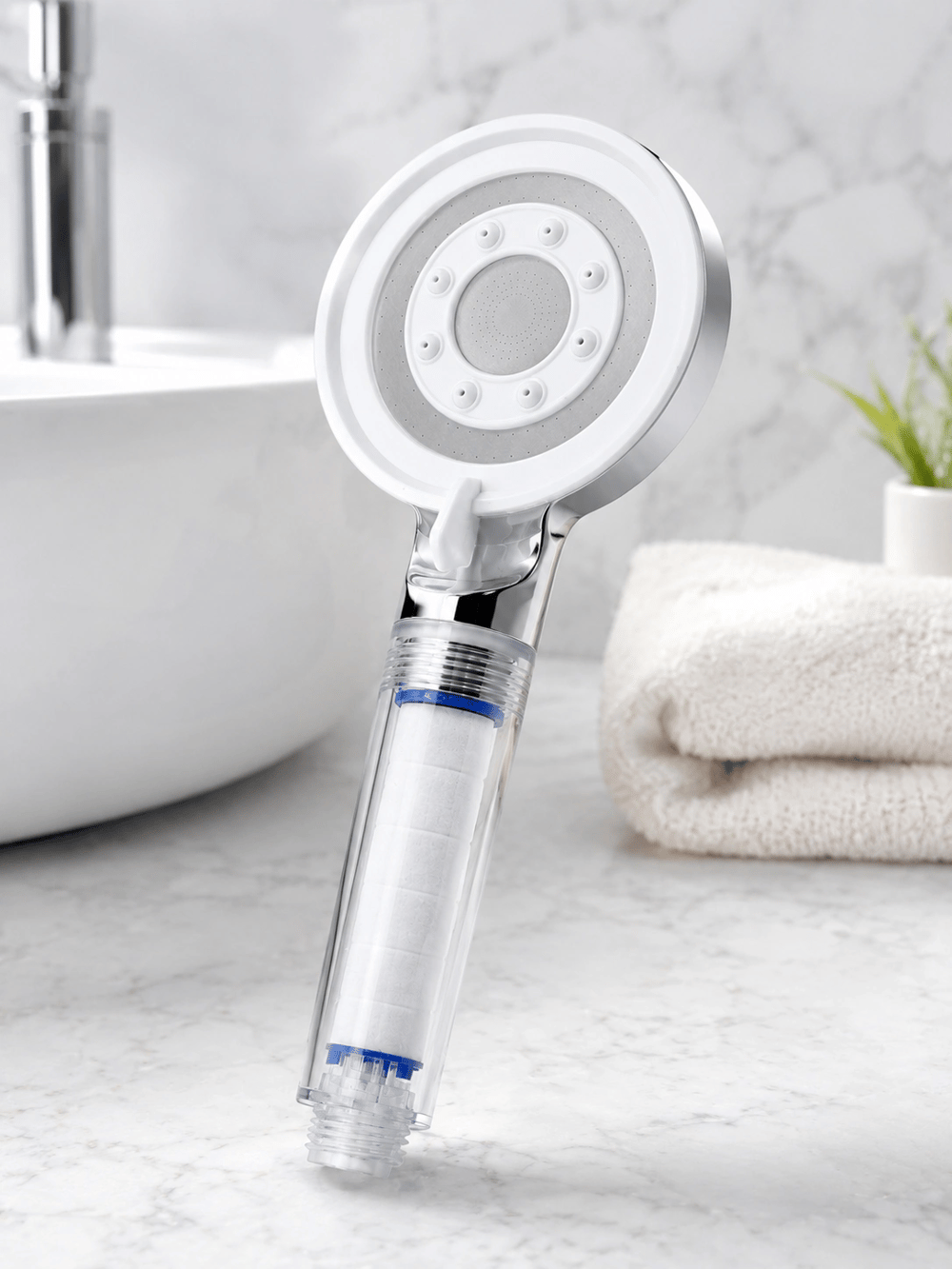 Mineral Taşlı Filtreli Duş Başlığı Güçlü Su Basınçlı Banyo Başlığı