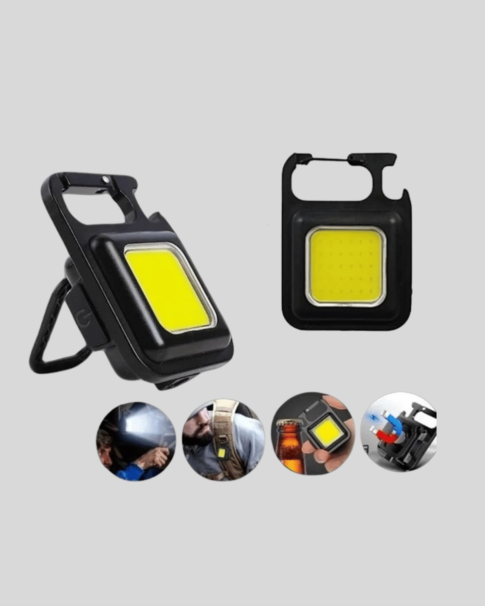 Mini 800 Lümen LED El Feneri – USB Şarjlı, 3 Kademeli Işık, Şişe Açacaklı Taşınabilir Tasarım