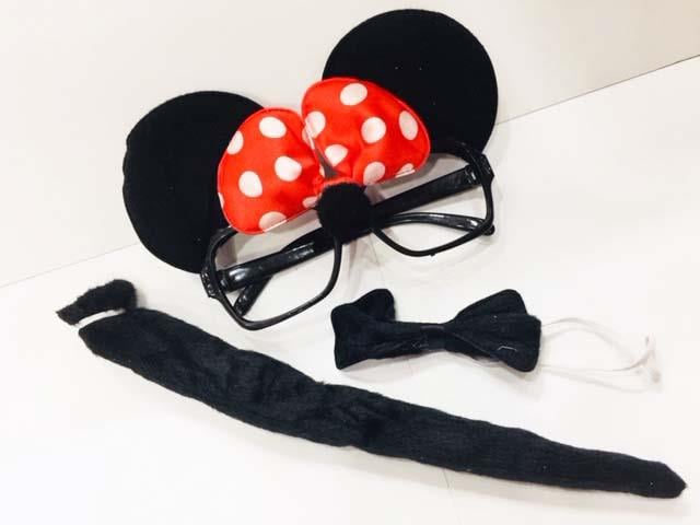 Minnie Mouse Gözlüğü Papyonu Kuyruğu Seti (3936)