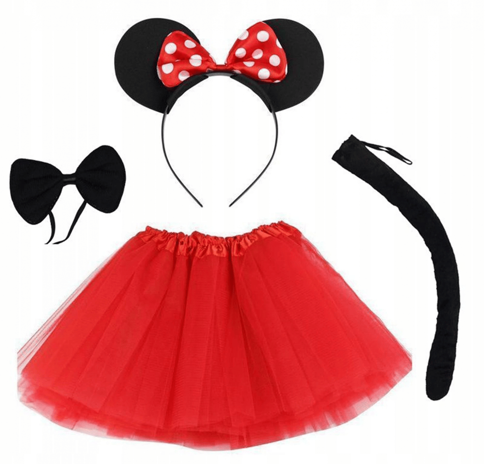 Minnie Mouse Kostüm Seti Etek Taç Kuyruk Papyon Gösteri Seti