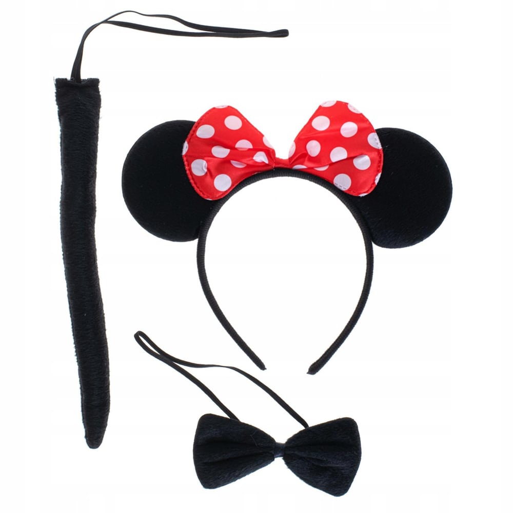 Minnie Mouse Kostüm Seti Taç Kuyruk Papyon Gösteri Seti (3936)