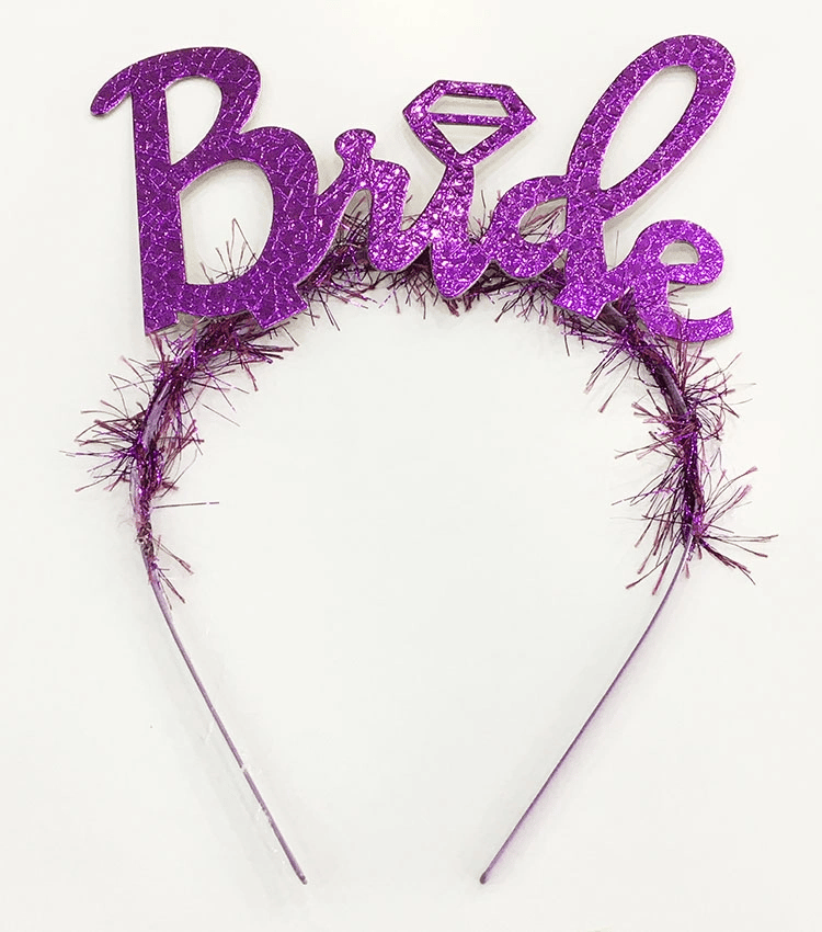 Mor Renk Bekarlığa Veda İtalik Yazı Alyanslı Bride Taç Bx40