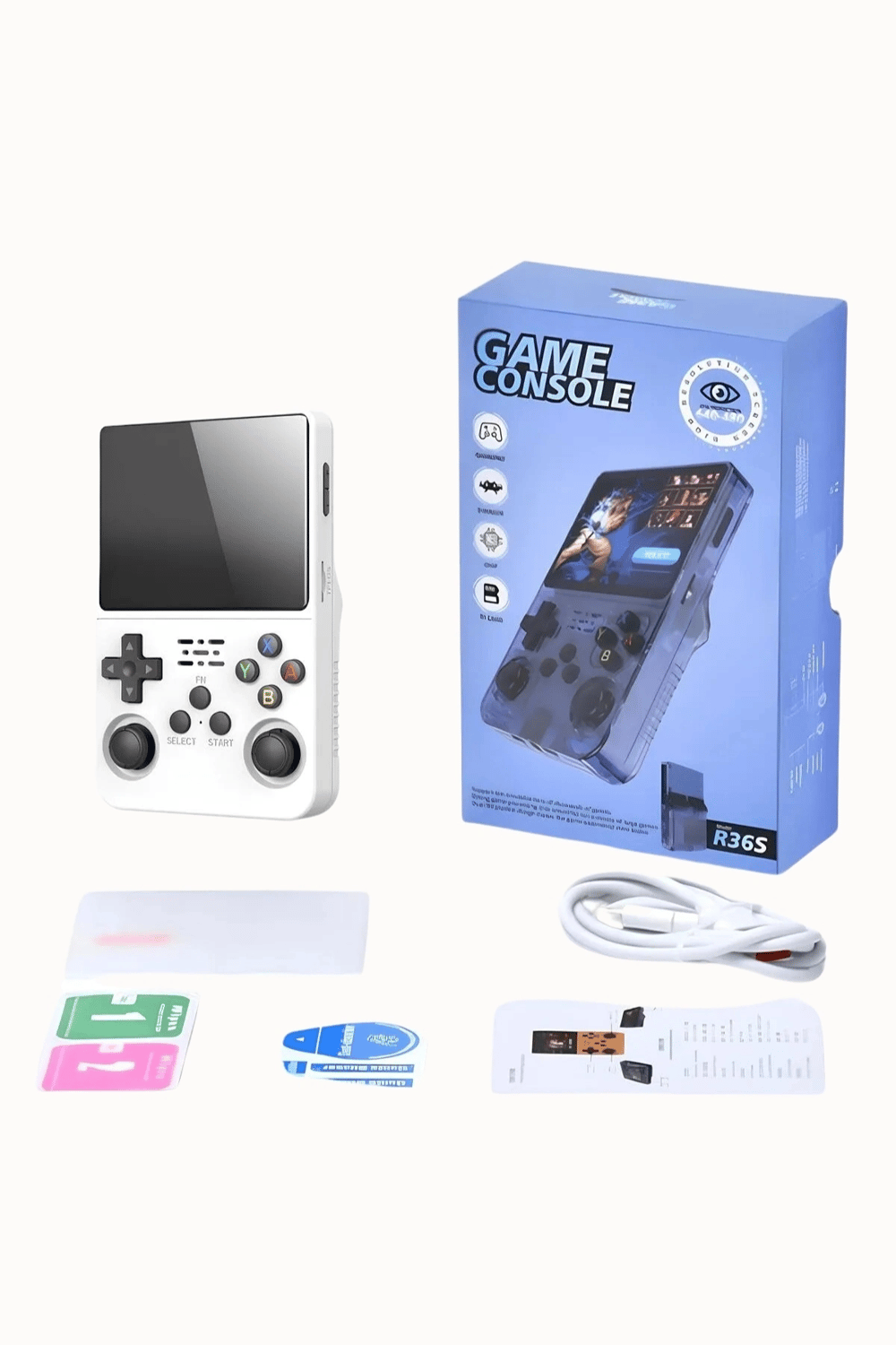 Mor Renkli Mini Retro Oyun Konsolu, 64GB Hafıza ve IPS Ekran ile 10.000 Oyun Sunar
