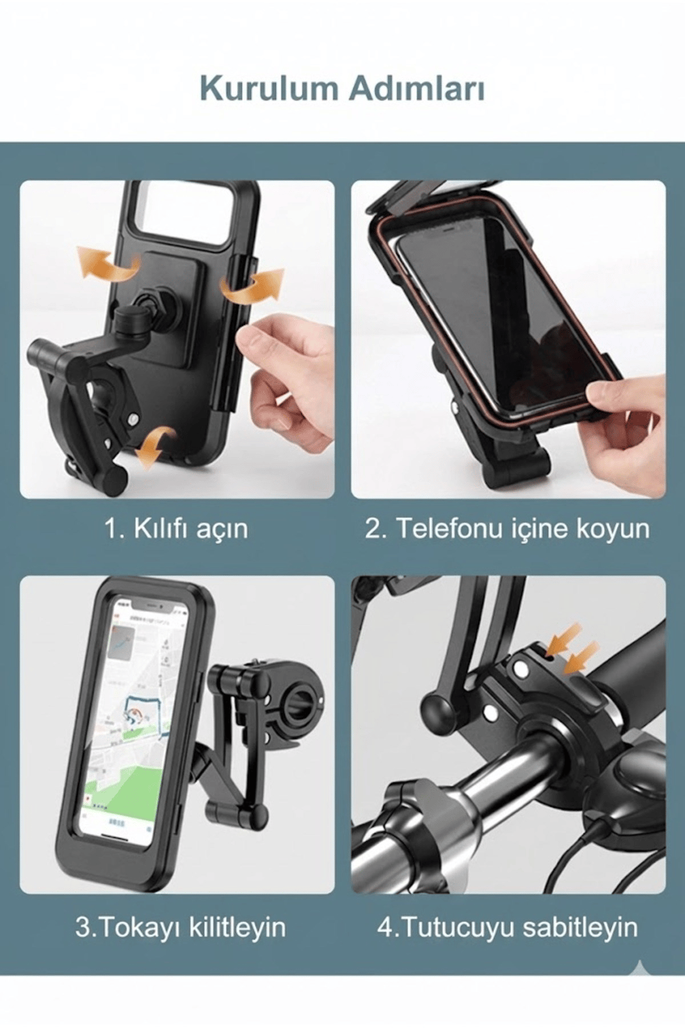 Motosiklet Bisiklet Su Geçirmez Manyetik Telefon Tutucu Gidon Navigasyon Kılıfı