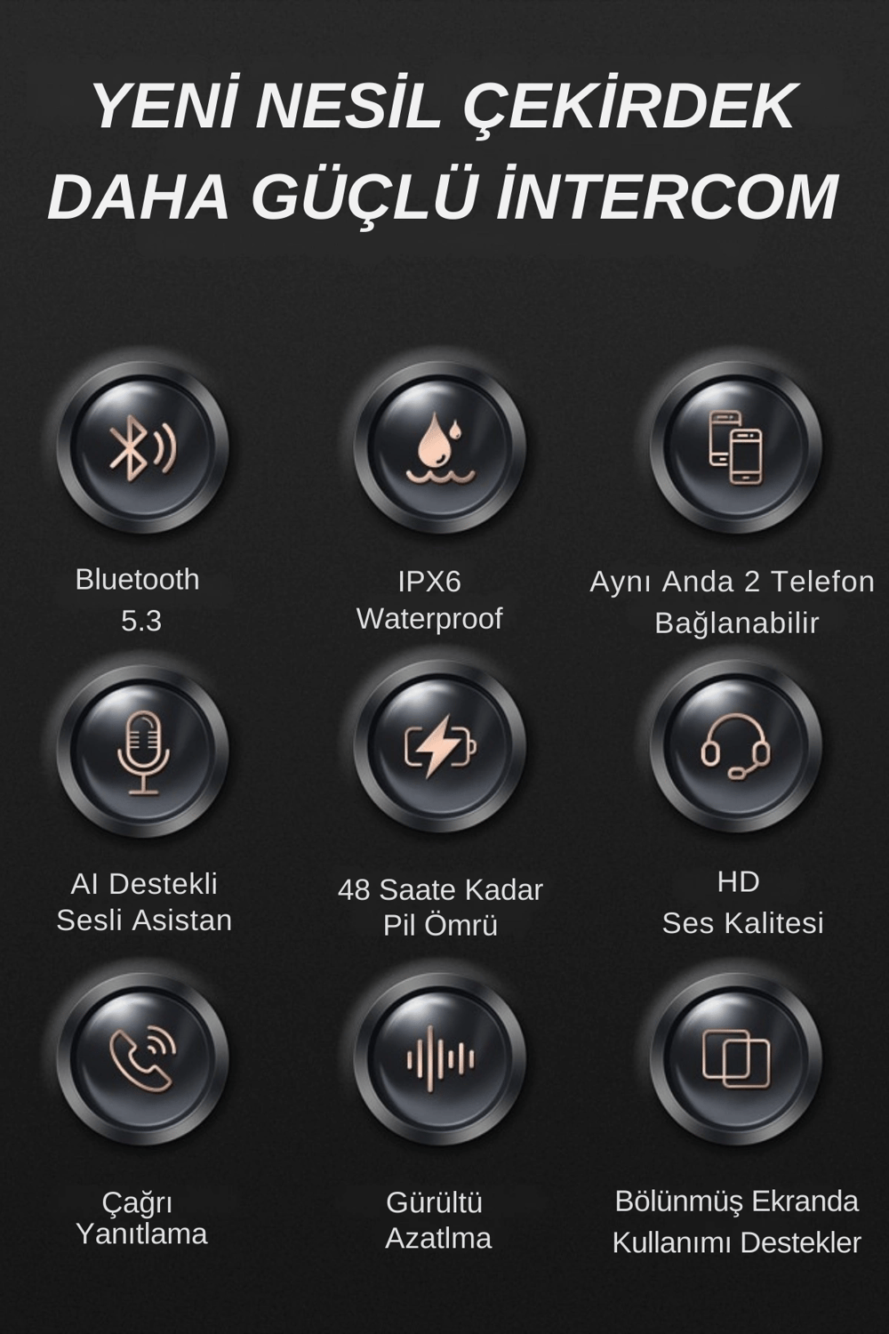 Motosiklet kask kulaklık Bluetooth 5.3 destekli intercom 2 yıl garantili Süresi Kategorisi