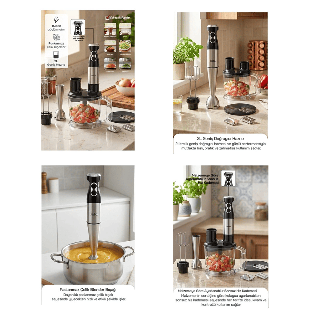Multi Blender Seti 2lt Hazneli Shb-7532 Bx40