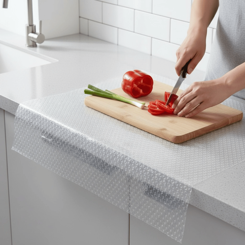 Mutfak Dolap İçi Kaydırmaz Şeffaf Raflık Örtüsü 45x300 cm Pvc Koruyucu