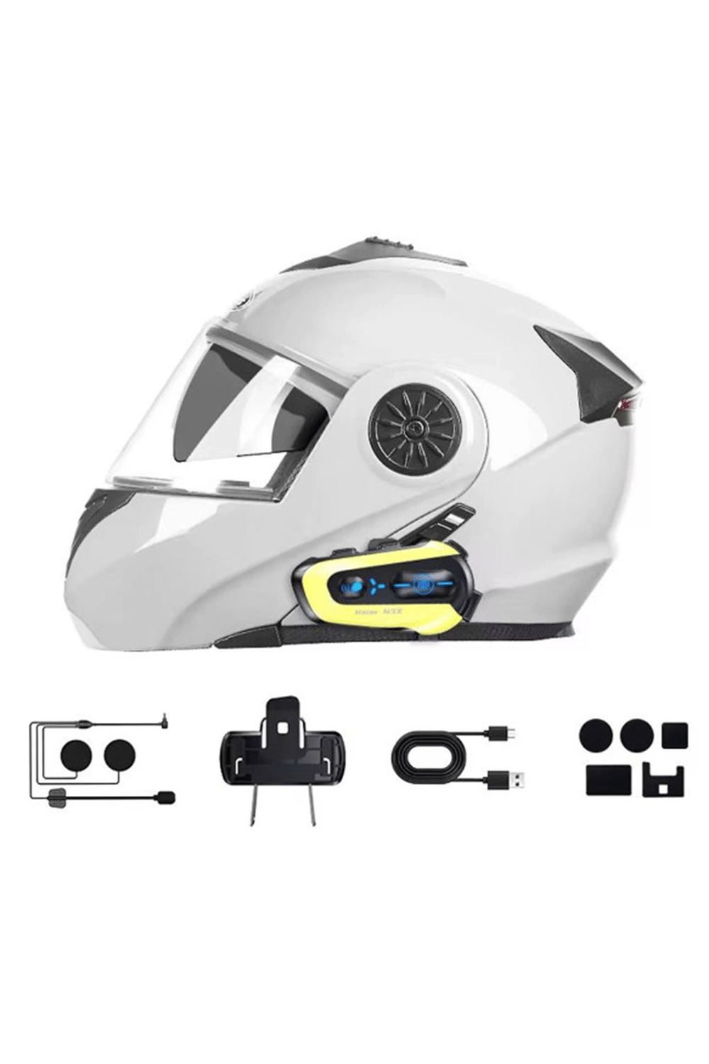 N3x Rgb Işıklı Intercom 3 Kişi Bağlantılı 1000mah Motosiklet Bluetooth Kulaklık Seti