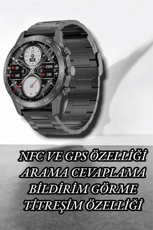 NFC ve Kablosuz Şarjlı Akıllı Saat EKG, Nabız & Spor Modları ile iOS ve Android Uyumlu
