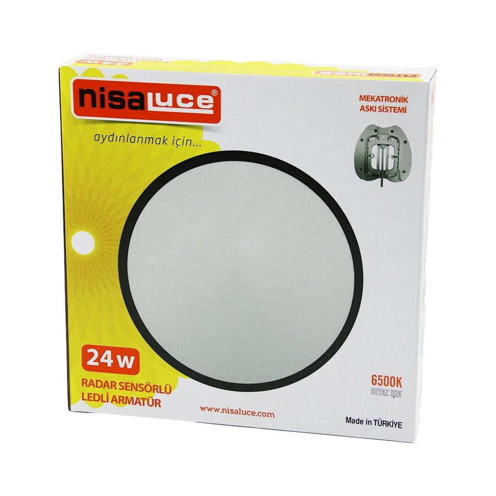 NİSALUCE EAMP-106/B 24W RADAR SENSÖRLÜ LEDLİ ARMATÜR BEYAZ ÇERÇEVE MEKATRONİK ASKI SİSTEMİ 6500K - 2160Lm (3936)