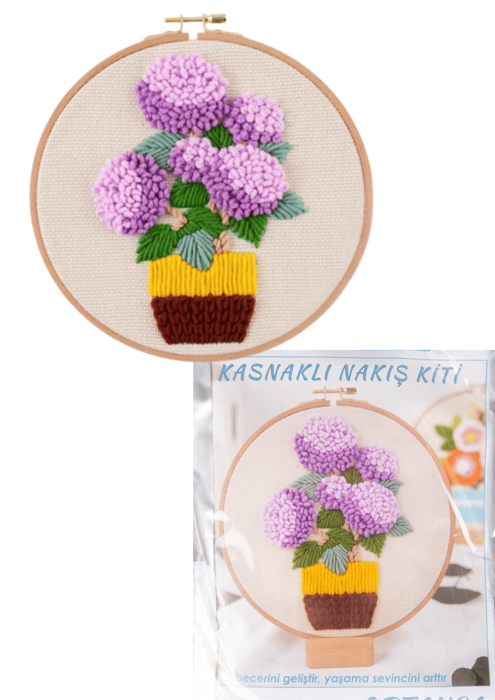 Nakış Kitleri Kasnaklı 13.5 X 18.8 Cm Ortanca