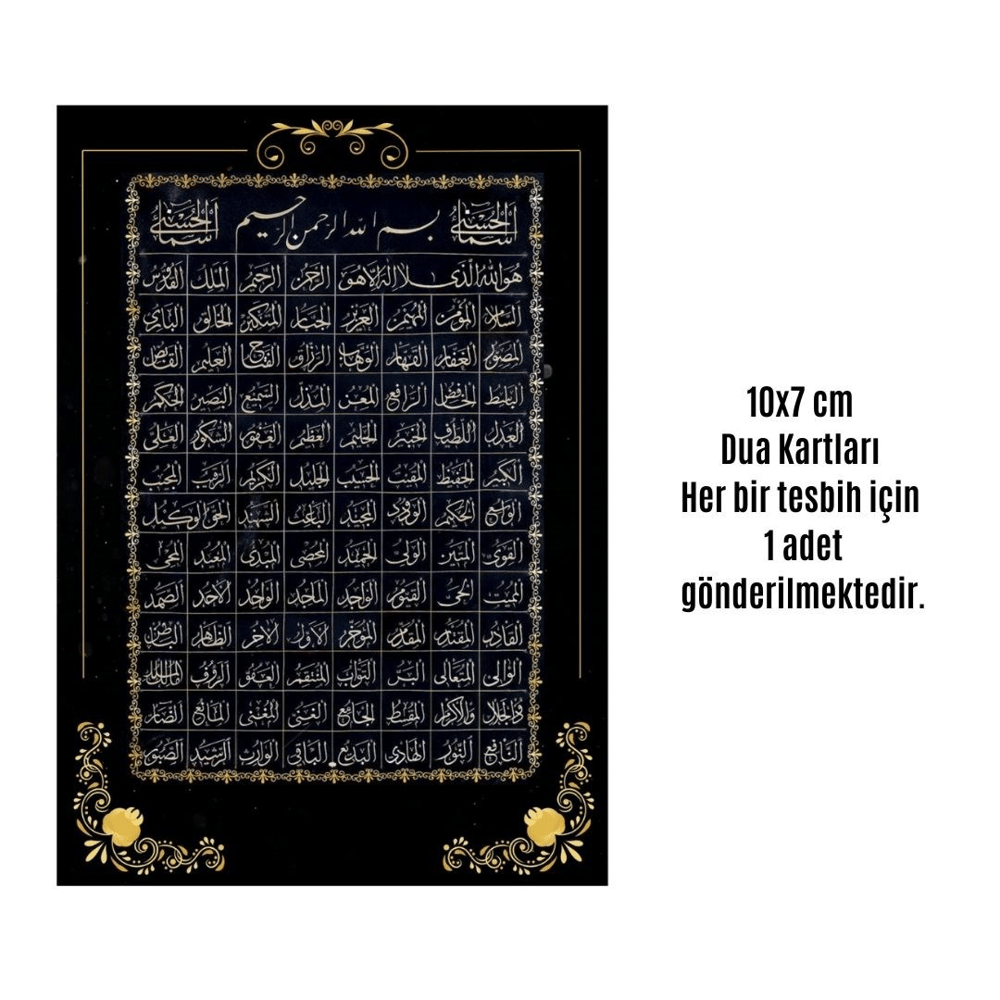 Namaz Tesbihi Vavlı 99lu Cam İncili Esmaul Hüsna Dua Kartı İle Fuşya Renk Hediyelik 10 Adet