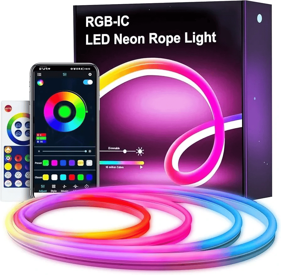 Neon Led Esnek Aydınlatma - Rgb Magıc Smart - 5 Metre Paket Ip67 - Uzaktan Kumanda + Uygulama Bx40