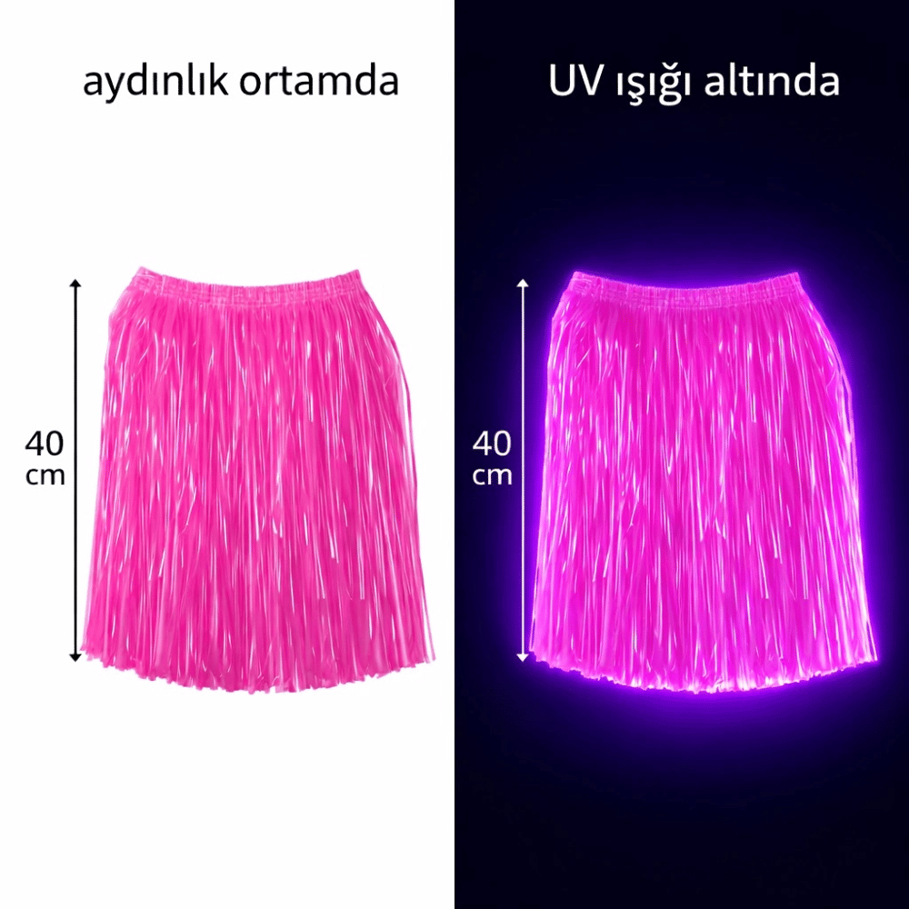 Neon Pembe Hawaii Parti Eteği 40 Cm Bx40