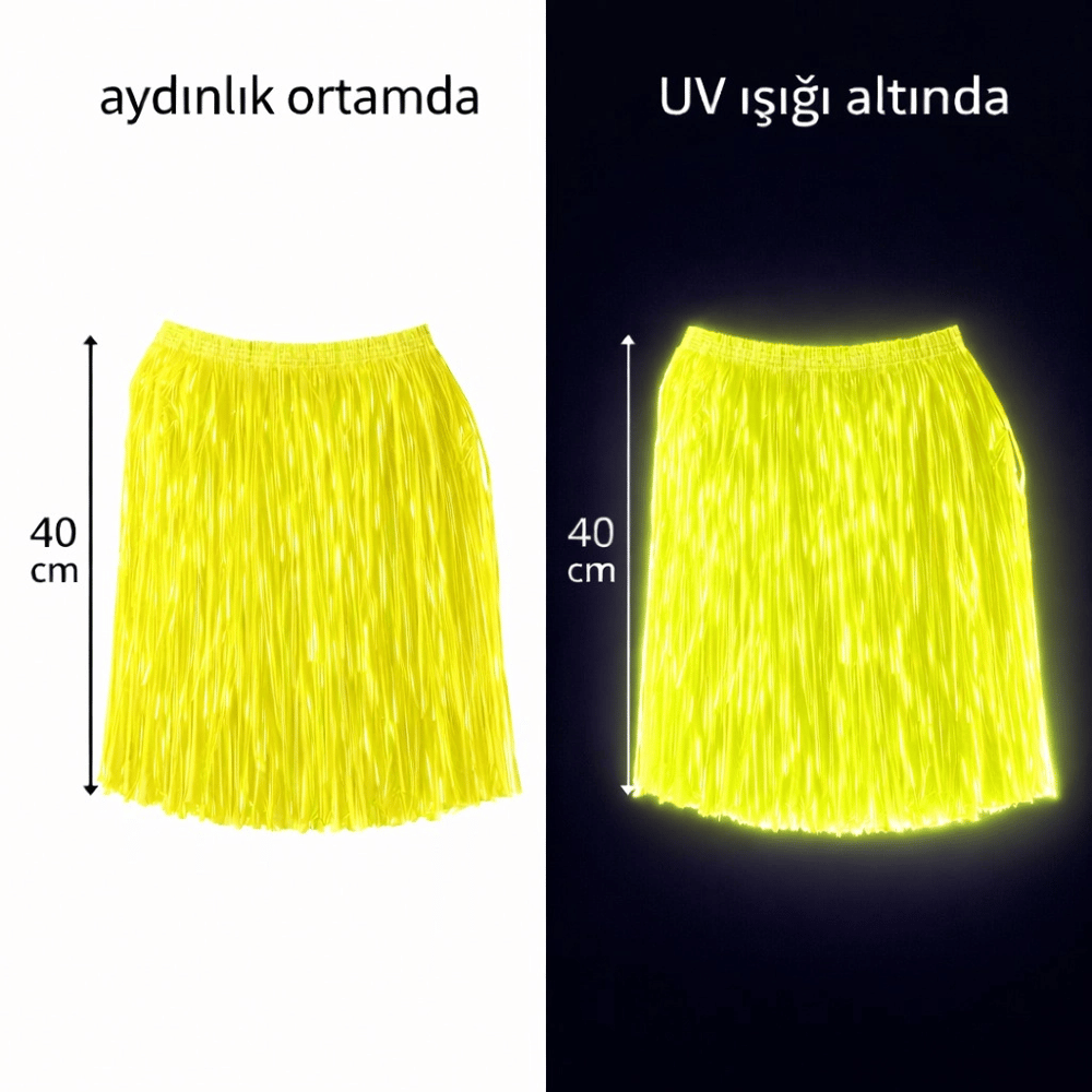 Neon Sarı Hawaii Parti Eteği 40 Cm