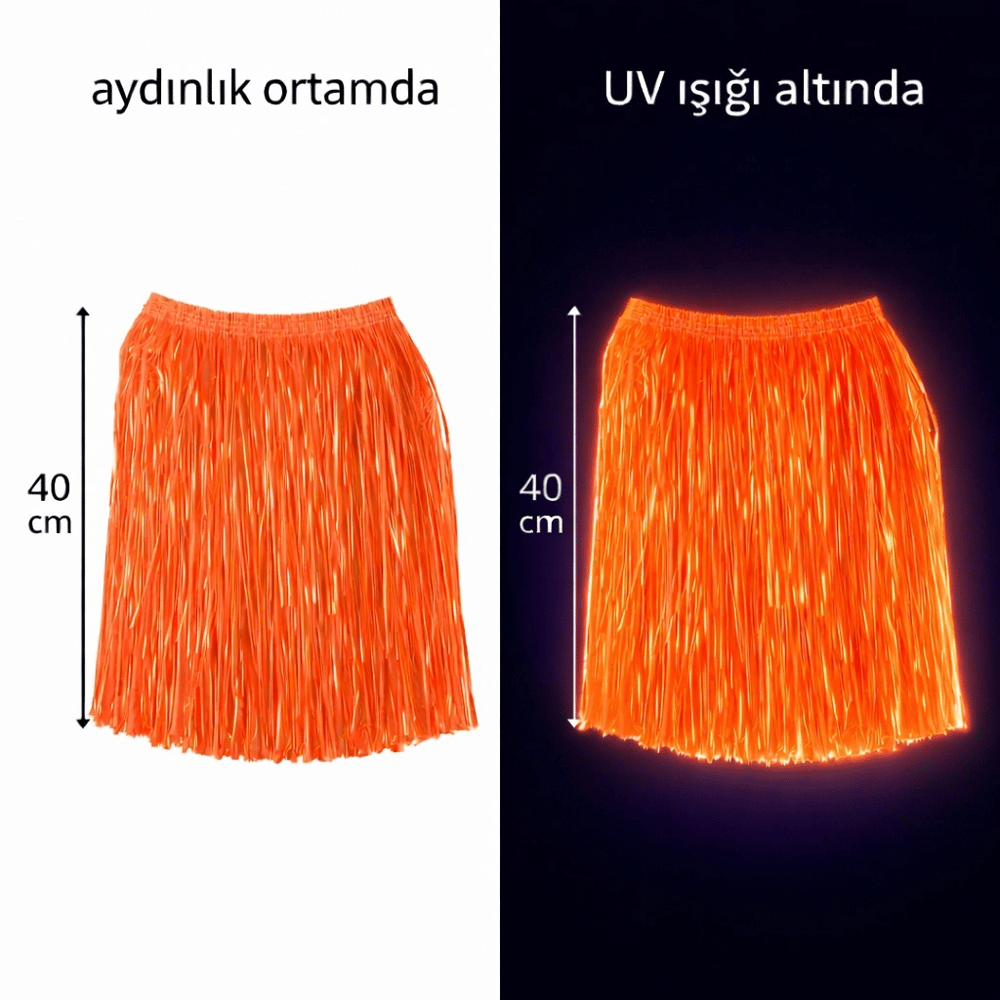 Neon Turuncu Hawaii Parti Eteği 40 Cm