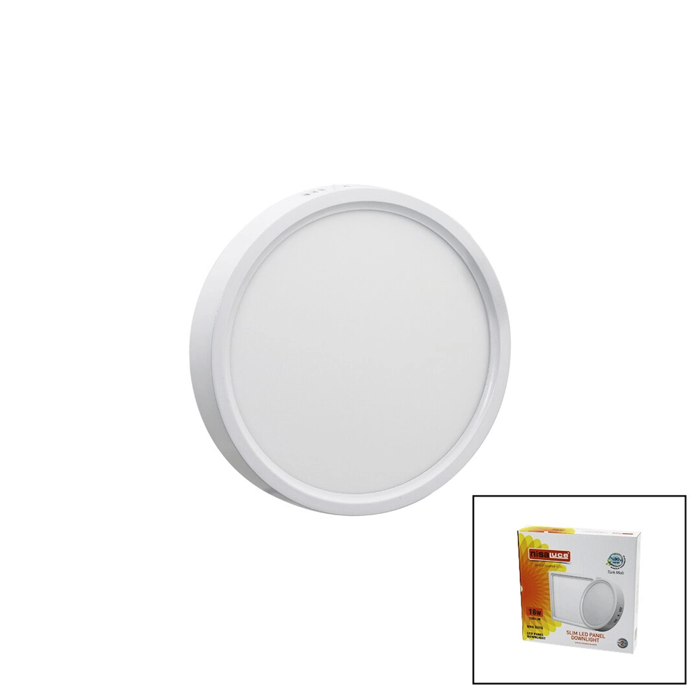Nisaluce Epl-18sü 18w Beyaz Metal Kasa Sıva Üstü Yuvarlak Led Slim Panel 1260lm Beyaz=6500k 30.000 Saat Ömür Bx40