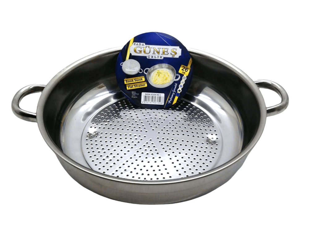 No-1 - 26cm Basık Süzek Metal Süzgeç Bx40