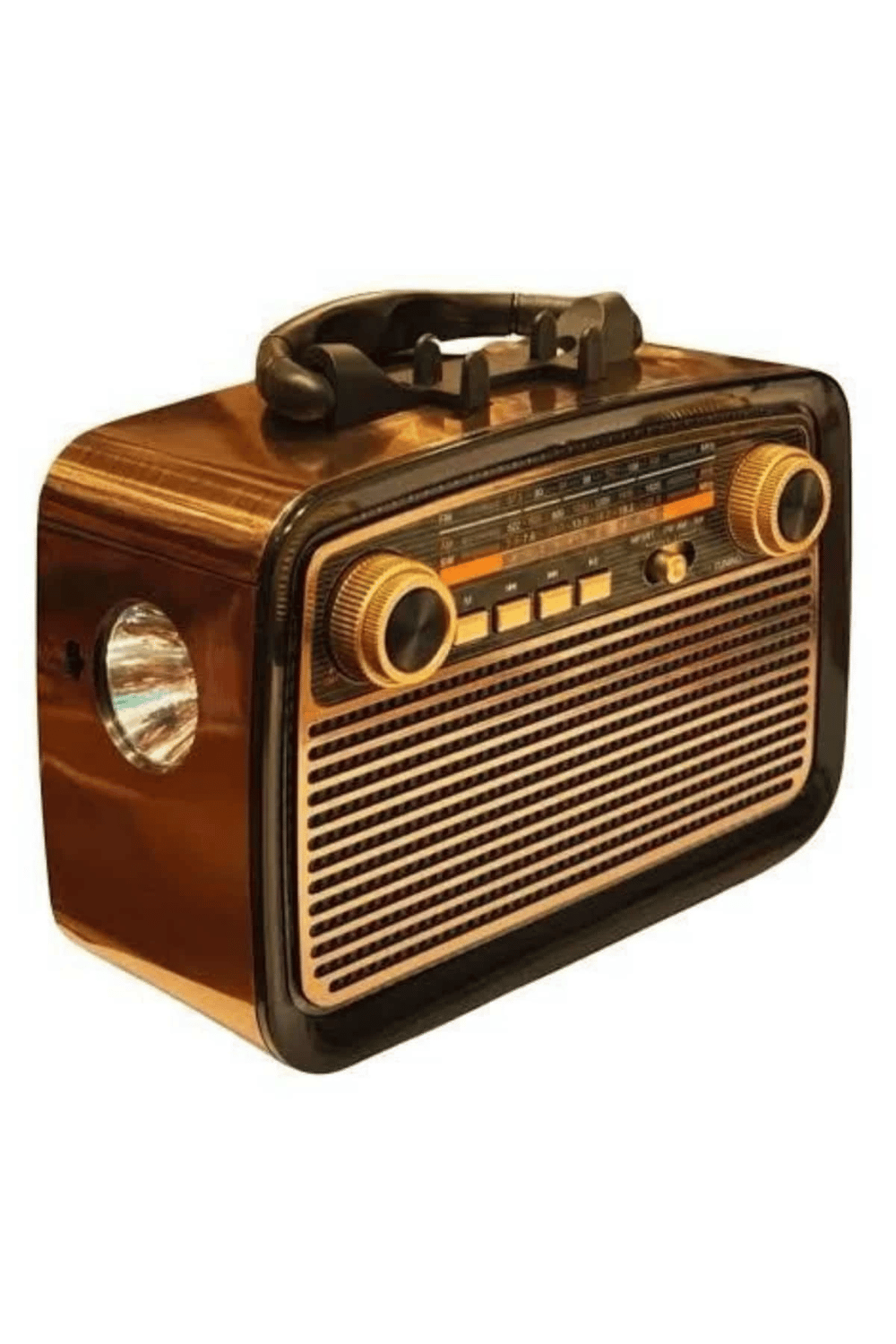 Nostalji Radyo Bluetooth Hoparlör USB-SD Kart Giriş Led Fener Işıklı Bataryalı Pilli