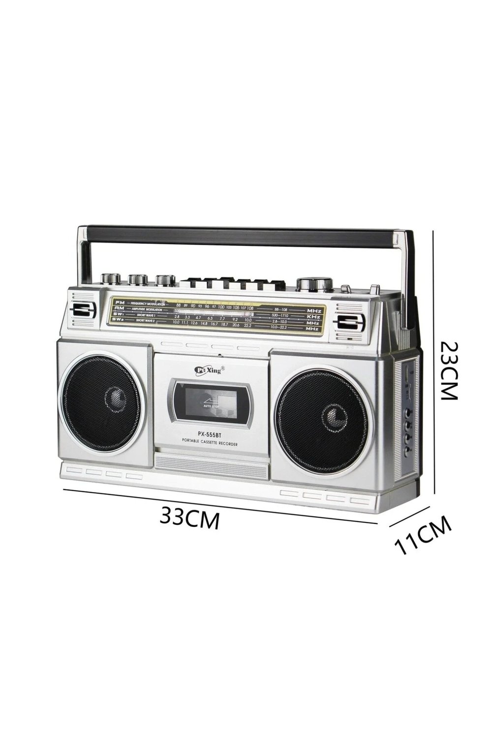 Nostaljik radyo FM radyo USB MP3 çalar Bluetooth kaset çalar hoparlör gümüş renkli