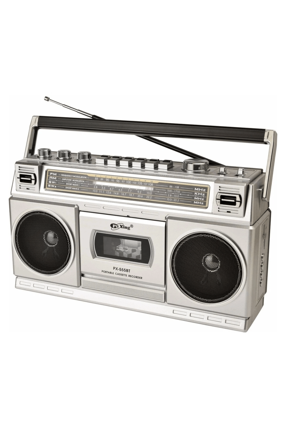 Nostaljik radyo FM radyo USB MP3 çalar Bluetooth kaset çalar hoparlör gümüş renkli