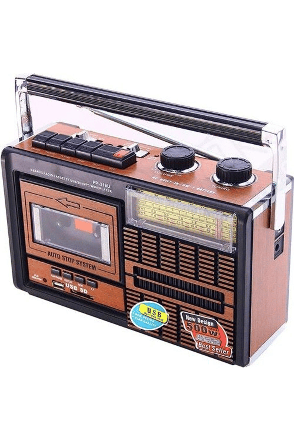 Nostaljik radyo kaset çalar kahverengi 2 yıl garantili bluetooth yok - Elektronik