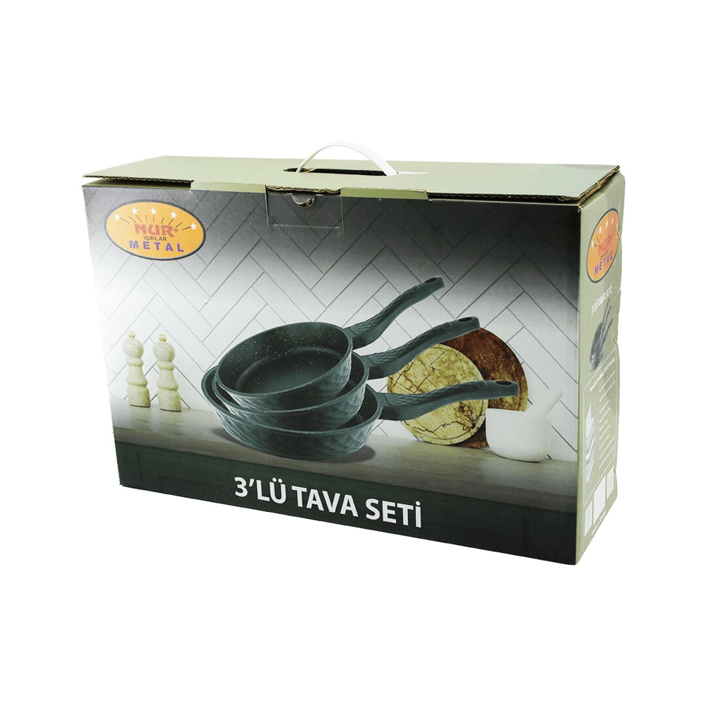 Nur Işıklar Metal 3pcs Döküm Tava Seti 20-24-28cm Bx40