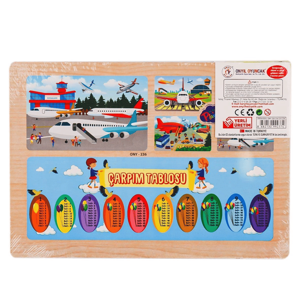 ONY-233-234-235-236 Ahşap Eğitici Puzzle Havaalanı - 1 Adet Stokta Olan Gönderilir