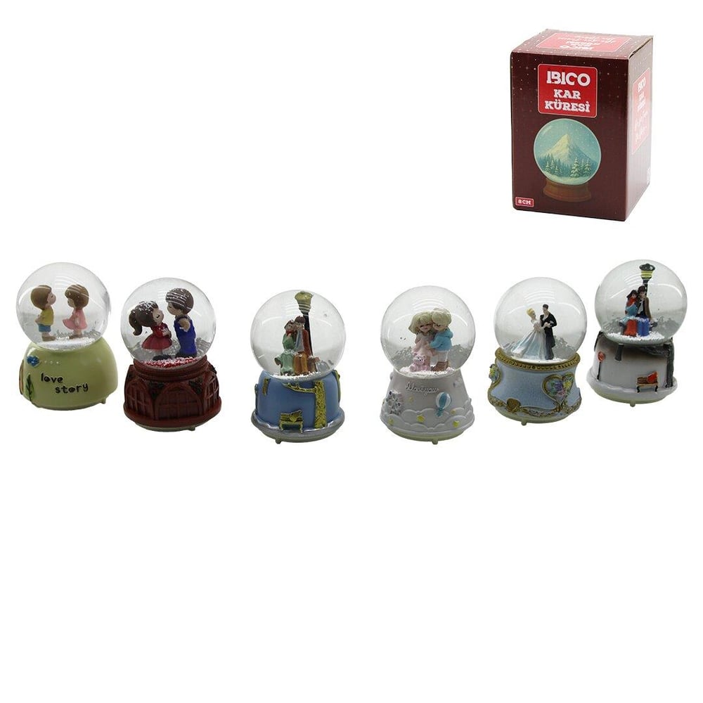 ORTA BOY - 8CM PİLLİ - IŞIKLI MÜZİKLİ KAR KÜRESİ CAM İNSAN FİGÜRLÜ - DESEN MİX RENKLİ HERHANGİ BİR TANESİ GÖNDERİLİR (3936)
