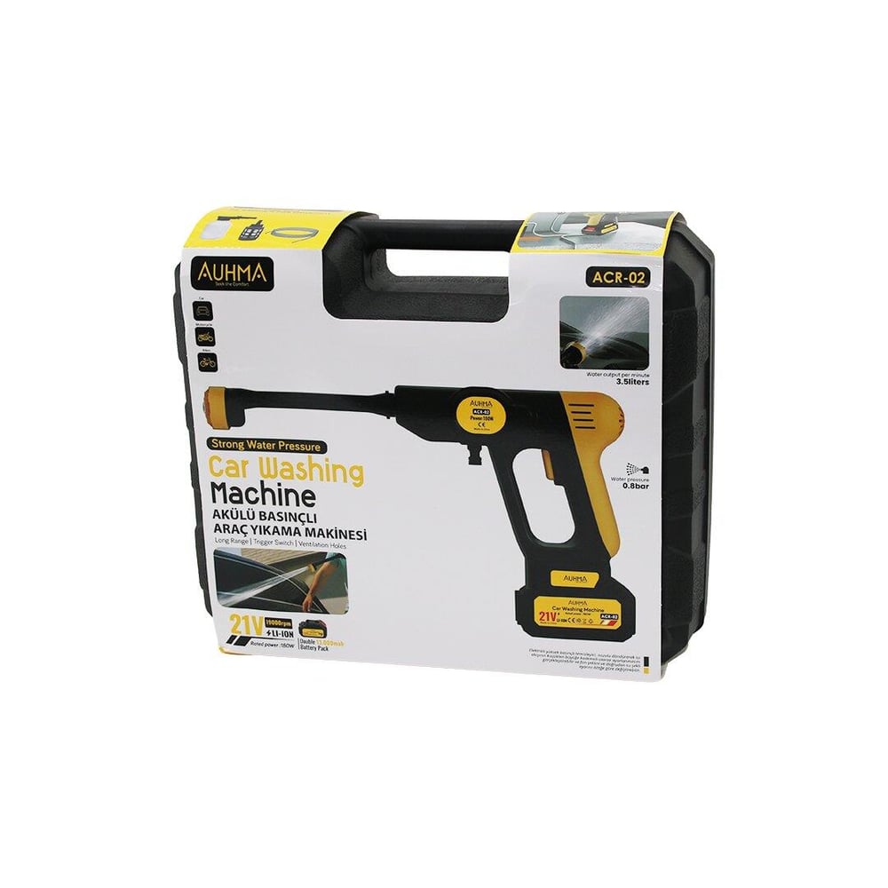 OTO - ARAÇ YIKAMA MAKİNESİ ŞARJLI - YEDEK BATARYALI 180W - 19000 RPM -13000 mAh - 21V -5MT HORTUM- 0.8bar ACR-02 (3936)