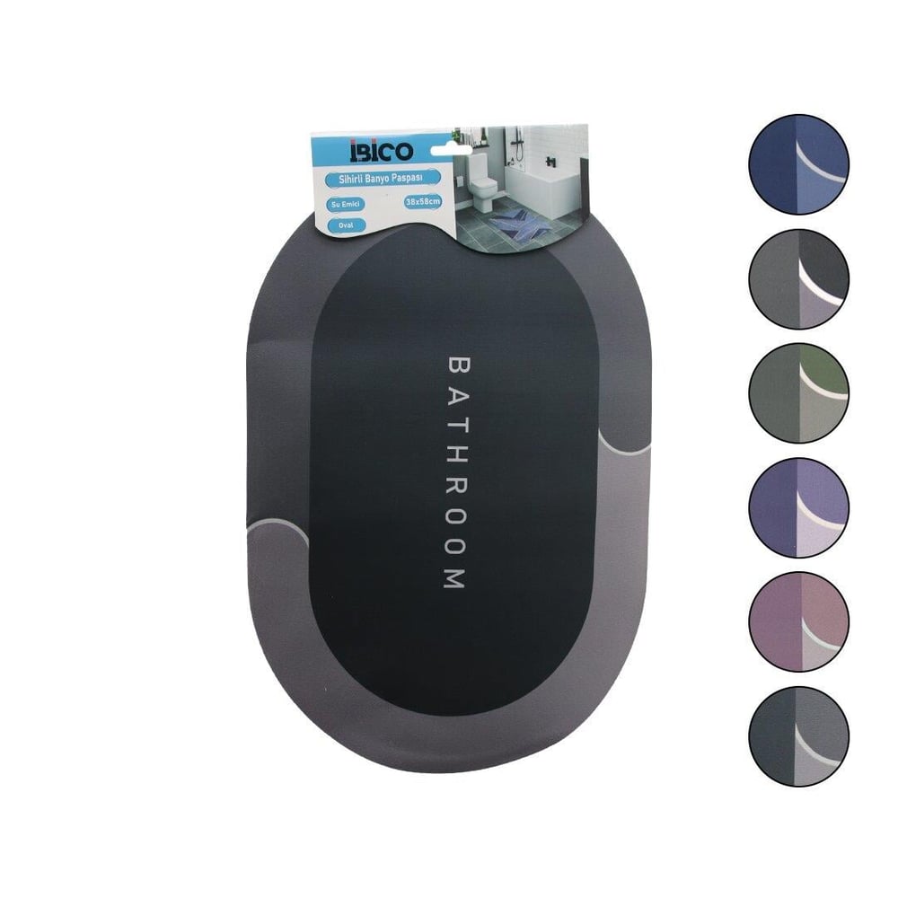 OVAL - MAT RENKLER   38X58CM   SU EMİCİ - SİHİRLİ  BANYO PASPASI  ELASTİK (3936)