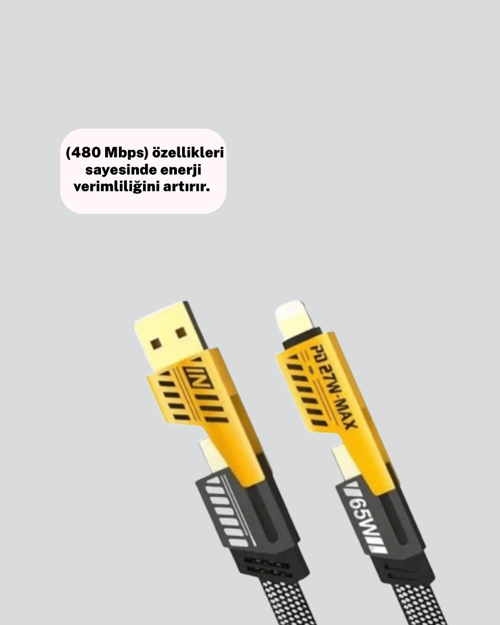 Örgülü Tasarım 4’ü 1 Arada USB-C Lightning Hızlı Şarj Kablosu