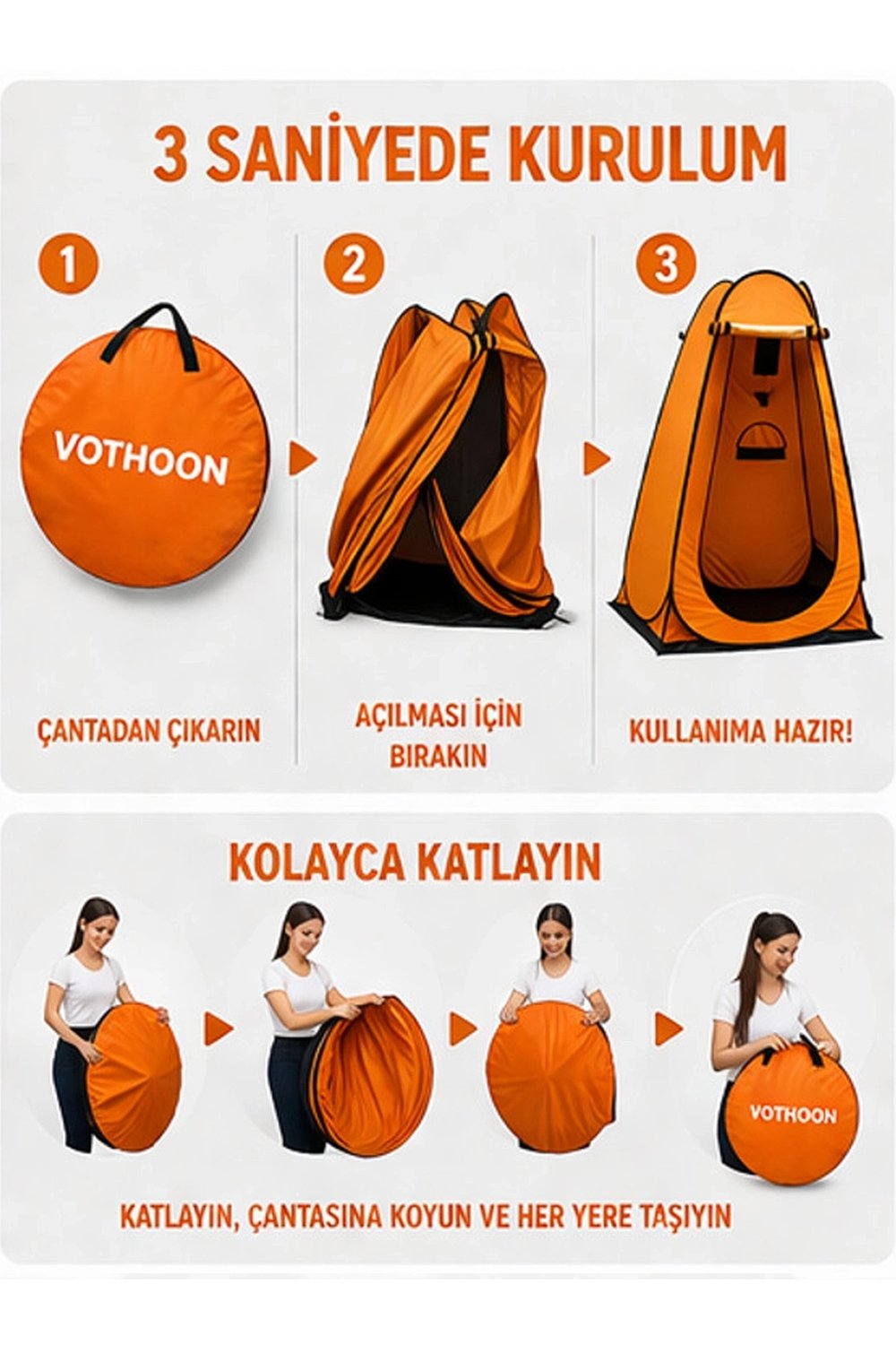 Otomatik Kabin Giyinme Çadırı 120x120x190 Cm Üst Havalandırma Yan Pencereli Duş & Wc Çadırı
