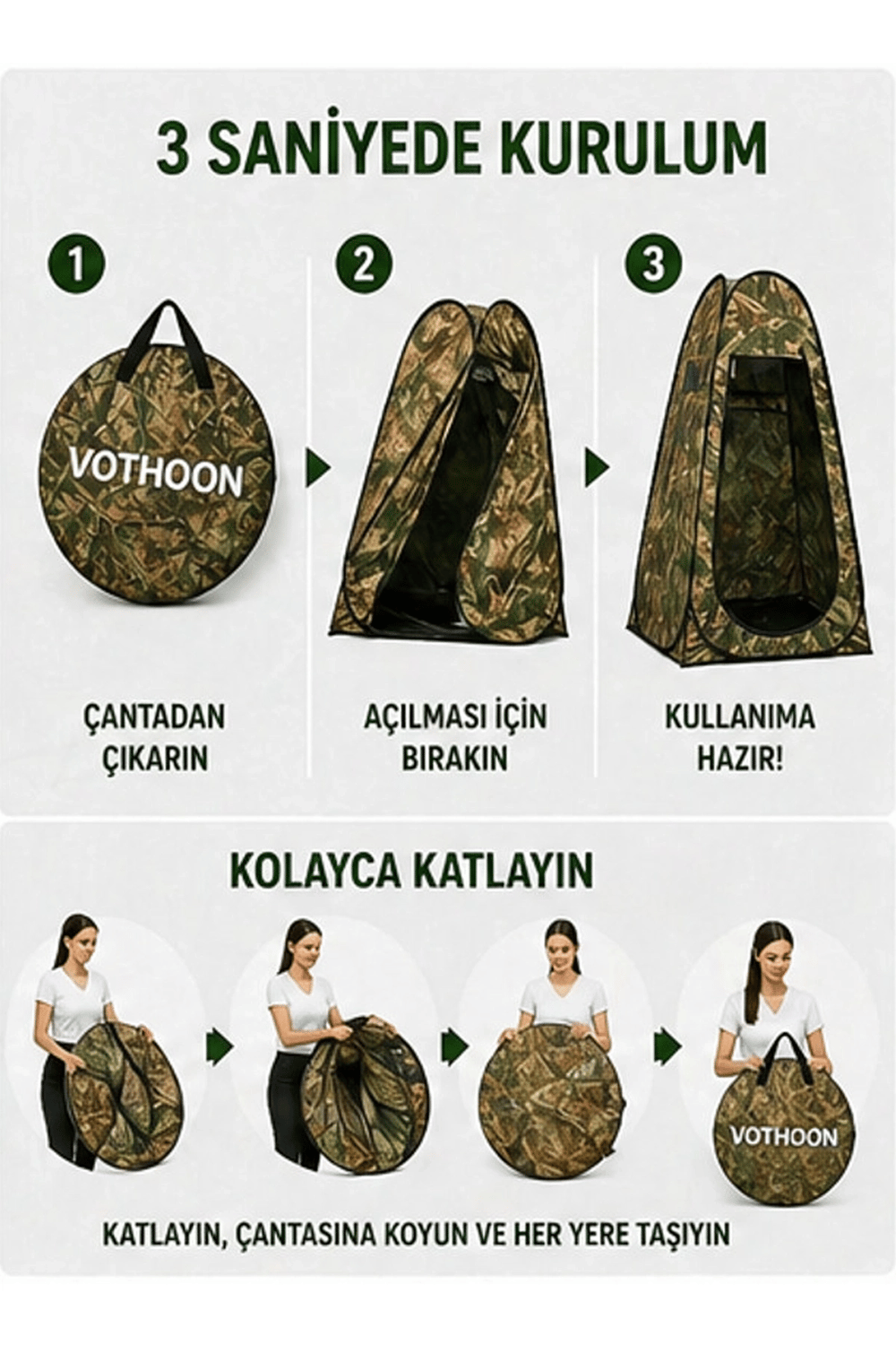 Otomatik Kabin Giyinme Çadırı 120x120x190 Cm Üst Havalandırma Yan Pencereli Duş & Wc Çadırı