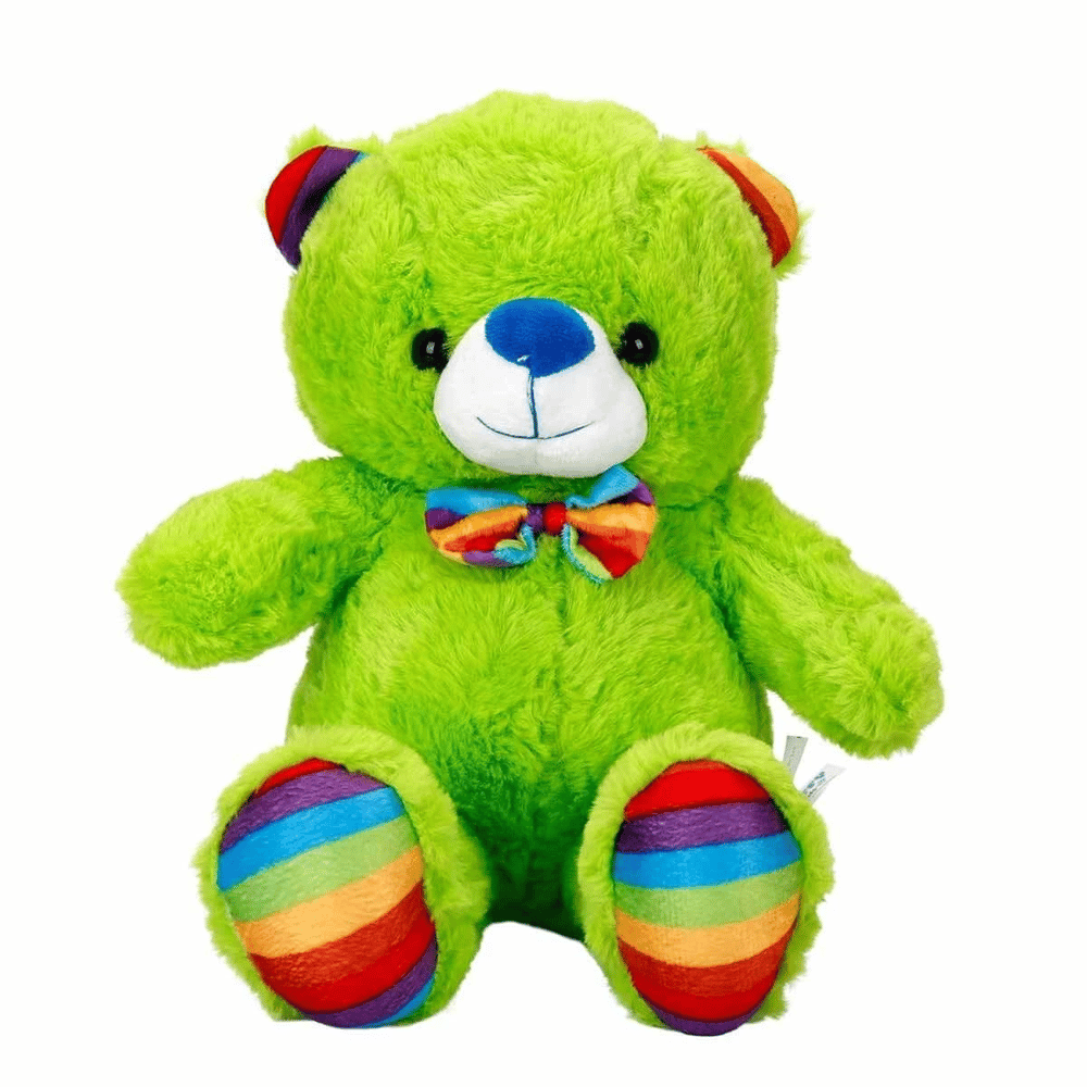 Oturan Kurdeleli Renkli Peluş Ayı 30 cm - Stokta Olan Renk Gönderilir