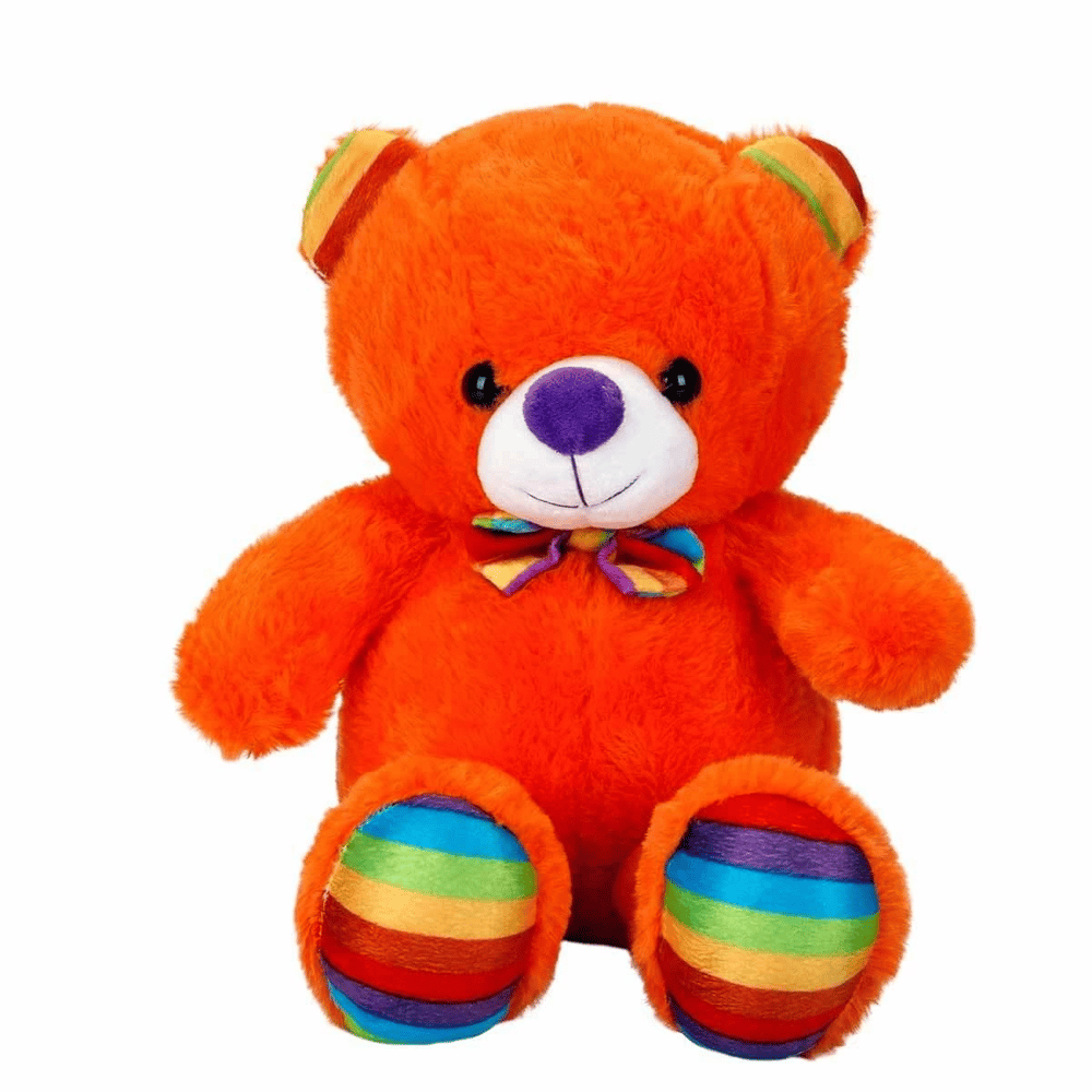 Oturan Kurdeleli Renkli Peluş Ayı 30 cm - Stokta Olan Renk Gönderilir