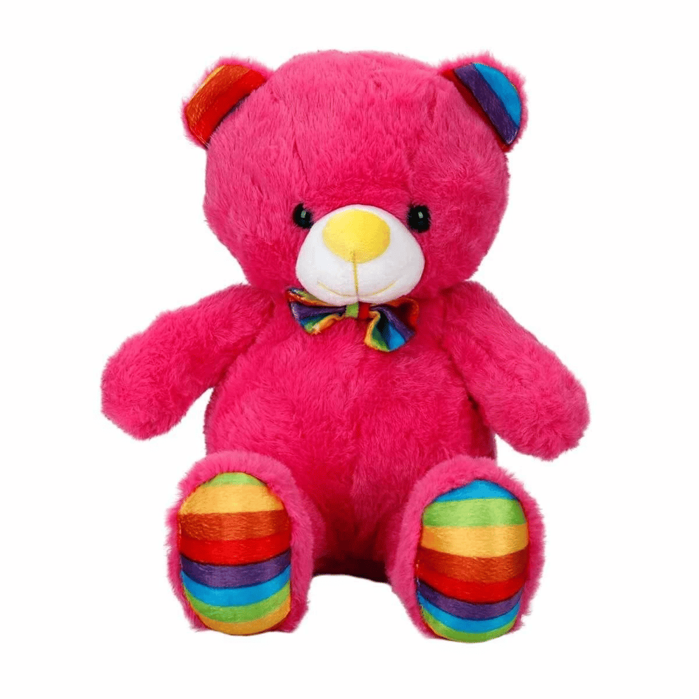 Oturan Kurdeleli Renkli Peluş Ayı 30 cm - Stokta Olan Renk Gönderilir