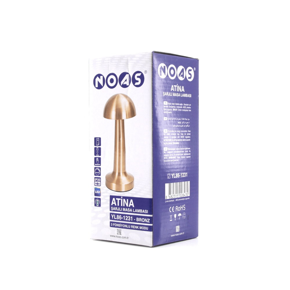 Oval - Metal Mantar Masa Lambası Dokunmatik - Renkli Type-c Şarjlı 3 Fonksiyonlu Yl86-1231 Bx40