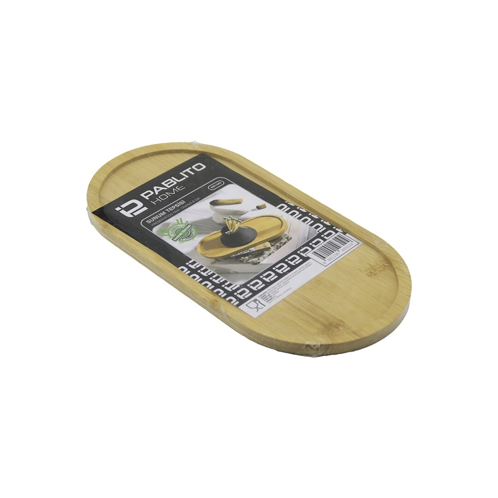 Oval  Ahşap Bambu Yağdanık Altlık - Sunum Tepsi  12x24x0.8cm Bx40