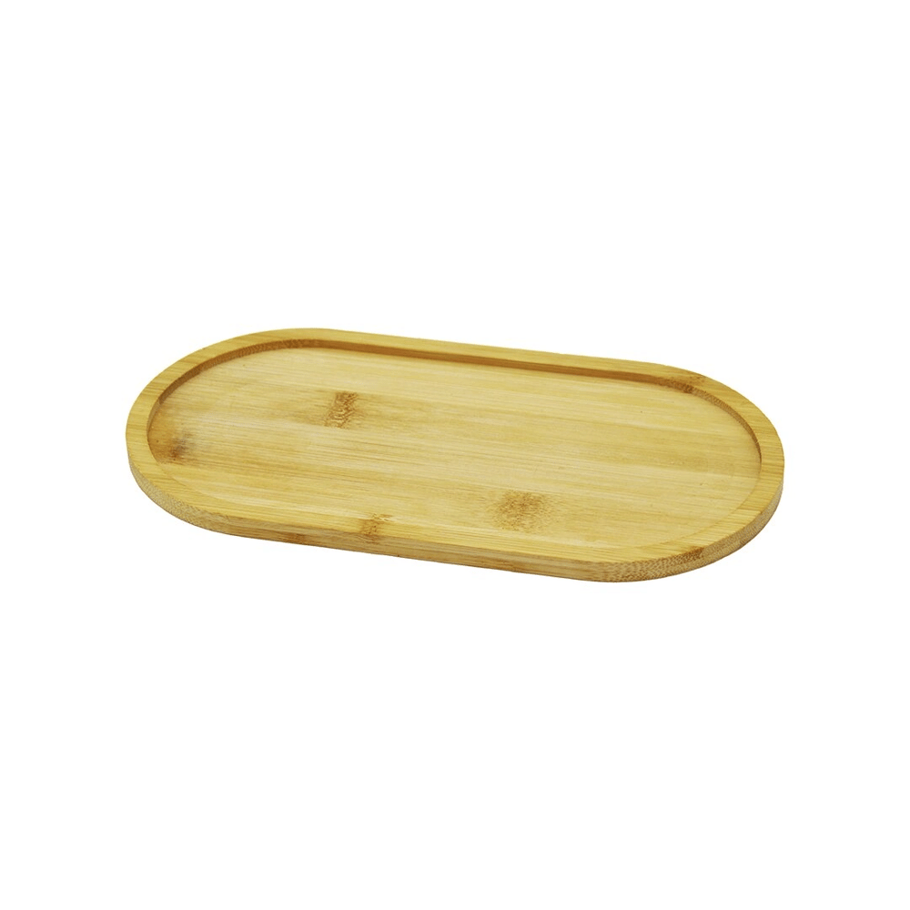 Oval Ahşap Bambu Yağdanlık Altlık 12x23cm Bx40