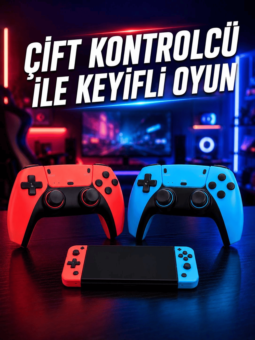 Oyun Konsolu Kablosuz Kontrolcülü Retro Oyun Eğlence Sistemi
