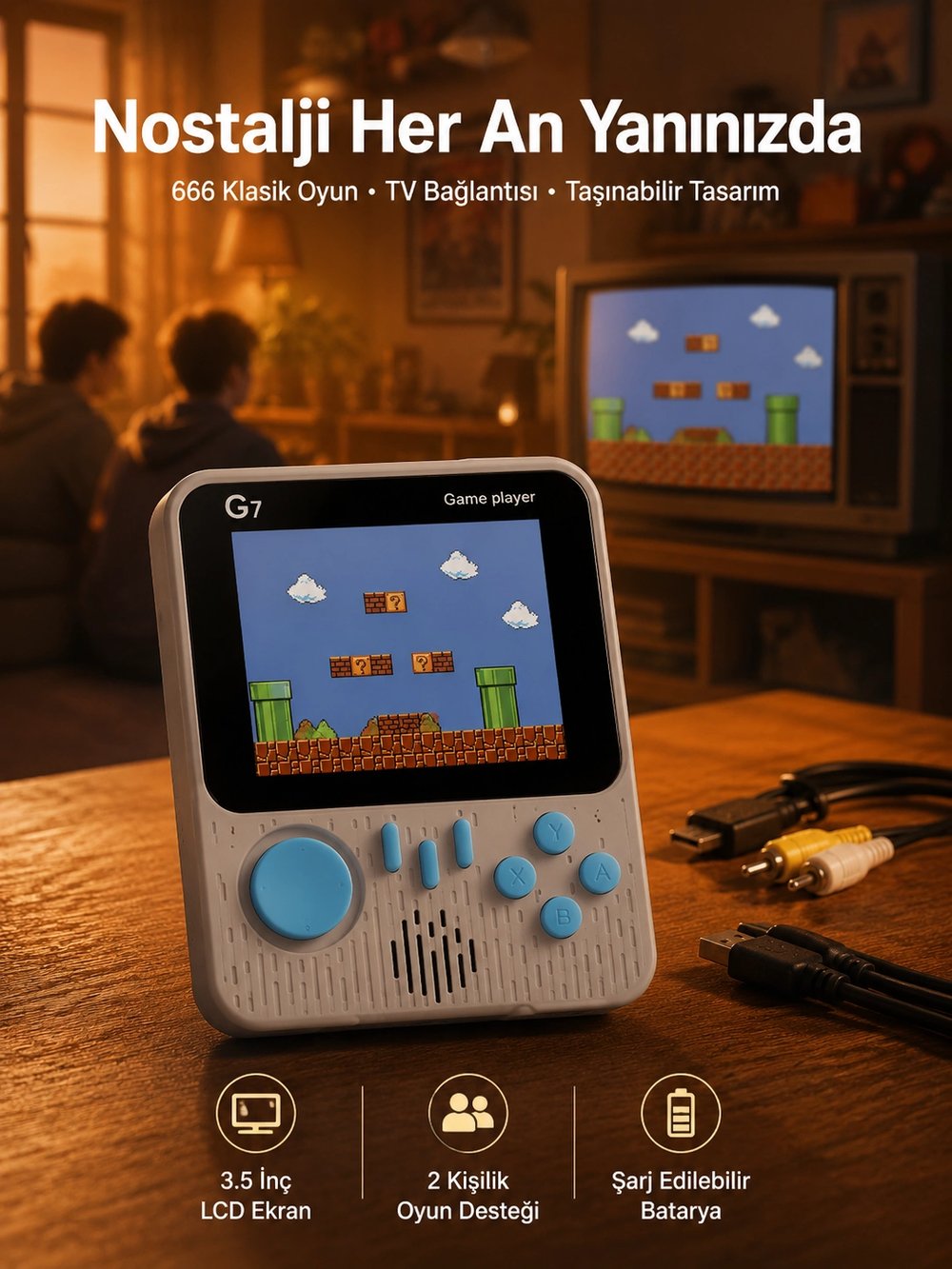 Oyun Konsolu Retro Oyun Konsolu Tvye Bağlanabilir Taşınabilir
