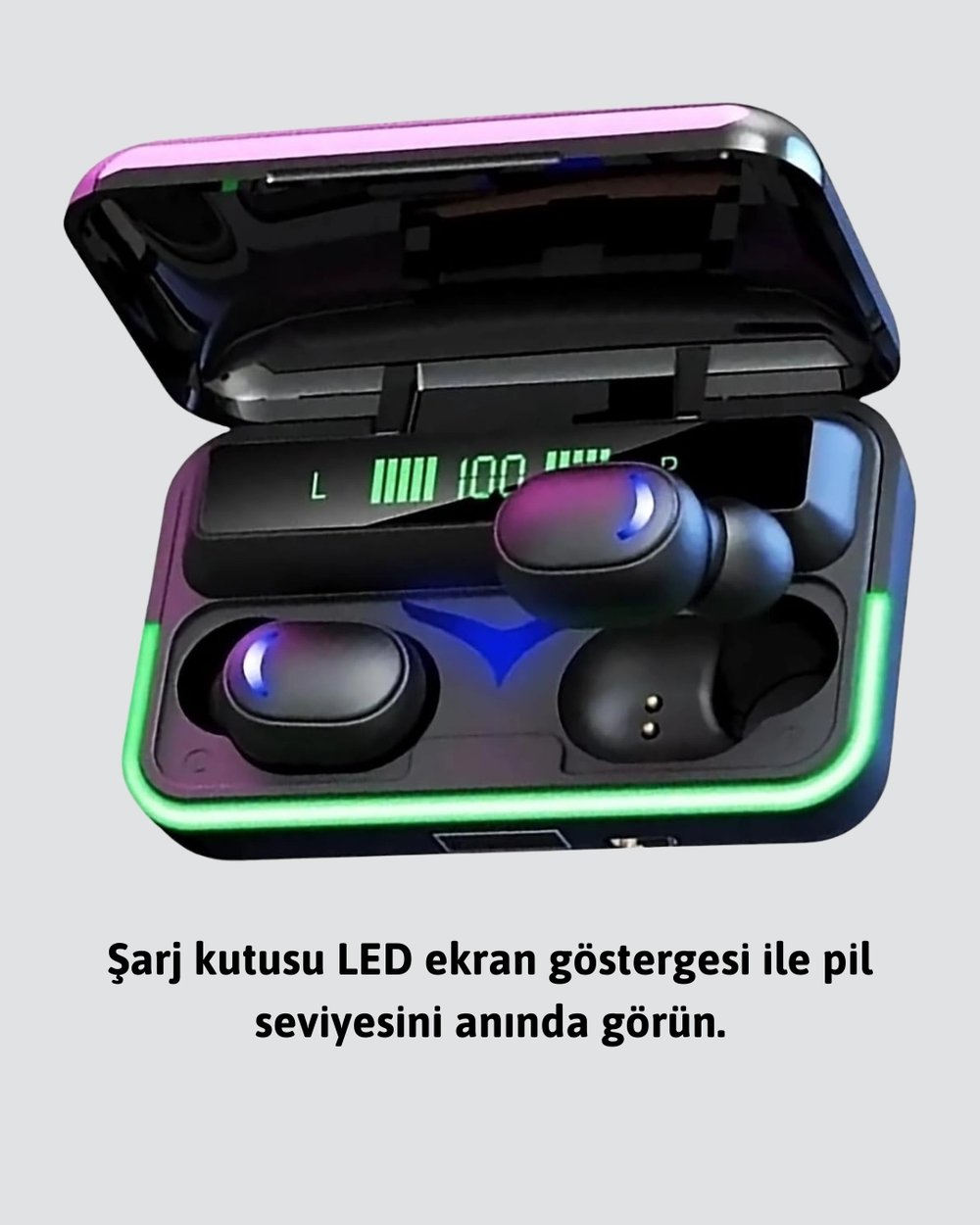 Oyun Modlu E10 Bluetooth Kulaklık Powerbank ve LED Ekranlı