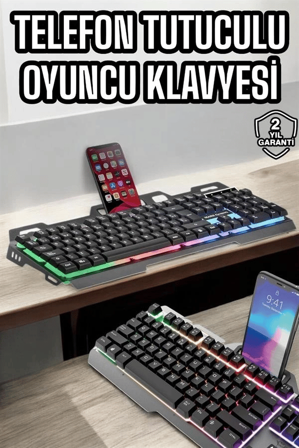 Oyuncu Klavyesi Q Klavye RGB Işıklı Mouse Hediyeli