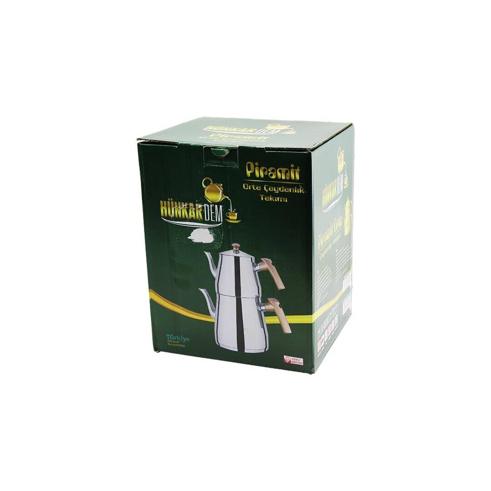 PİRAMİT ORTA BOY ÇELİK ÇAYDANLIK SETİ - TAKIMI RENKLİ BAKALİT KULP ÜST DEMLİK : 1.1LT - ALT SULUK: 2LT KENDİNDEN SÜZGEÇLİ (3936)