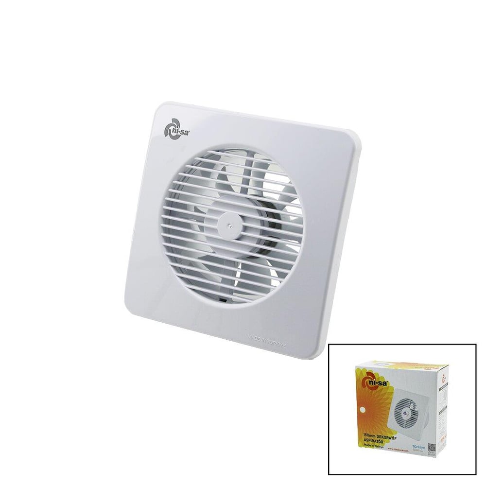 PLASTİK ASPİRATÖR 150 6İNÇ BANYO TUVALET HAVALANDIRMA ASPİRATÖRÜ 20W 320M3/H EBT-150 (3936)