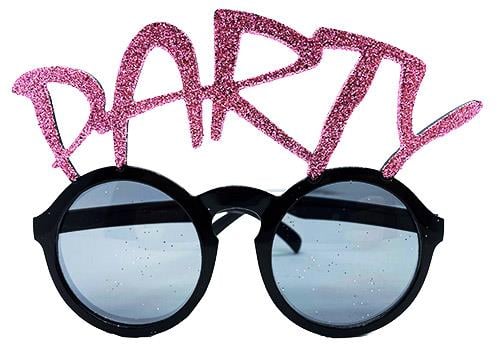 Party Yazılı Simli Pembe Renk Parti Gözlüğü 15x7 cm (3936)